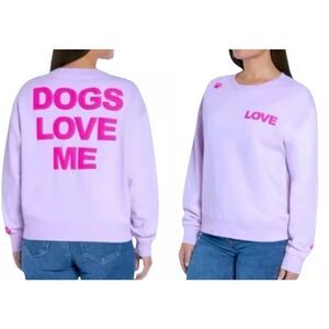 Wildfox "Dogs Love Me" Lavender Crewneck Sweater Women's Large